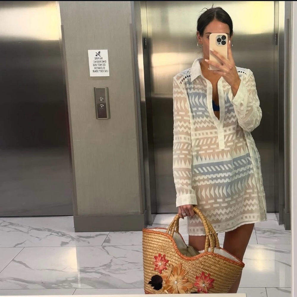 L*Space Geometry Print Sheer Tunic Cover Up